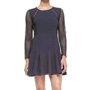 Rebecca Taylor Mesh Detail Pleated Dress